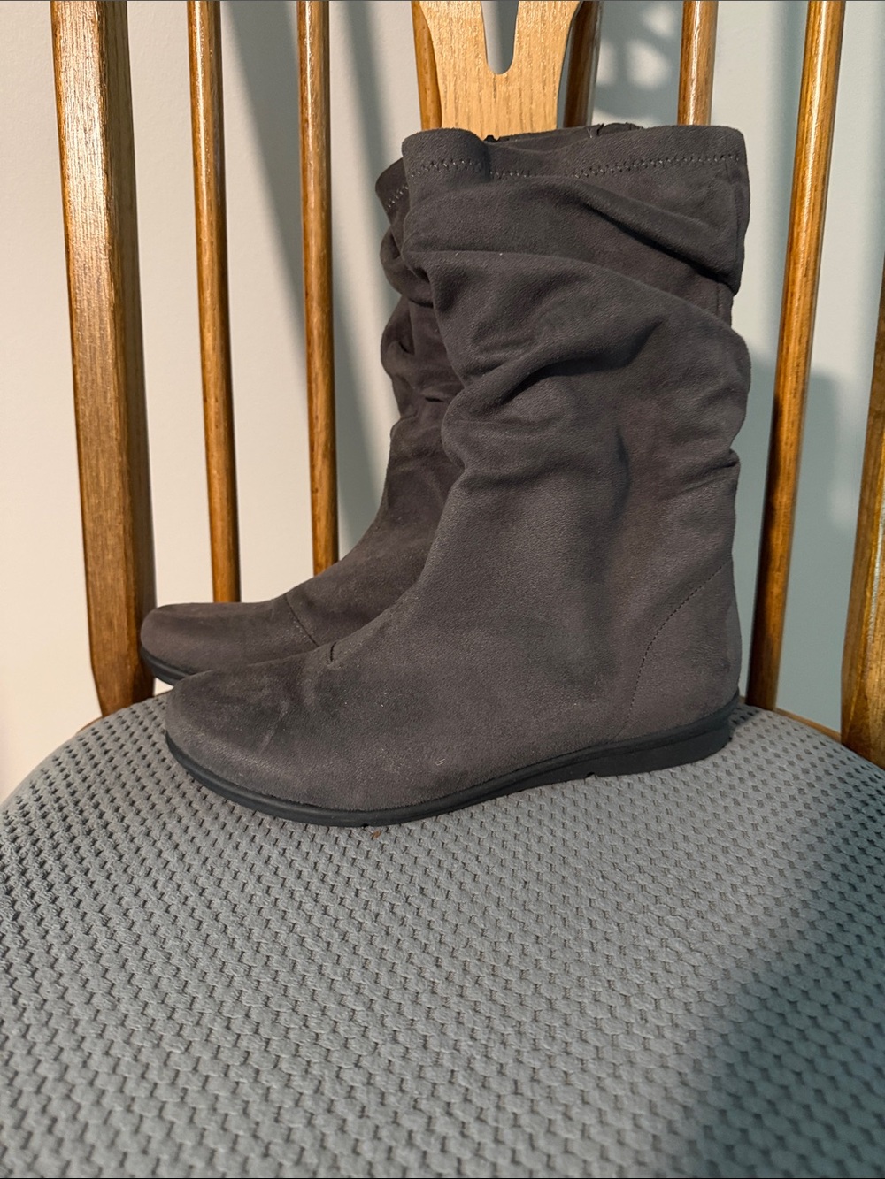 bussola Women's Slouchy Mid-Calf Boots - Charcoal Black